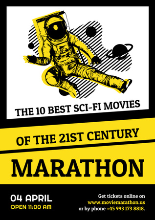 Designvorlage Space Movies Guide mit handgezeichnetem Astronauten im Weltraum für Flyer A7