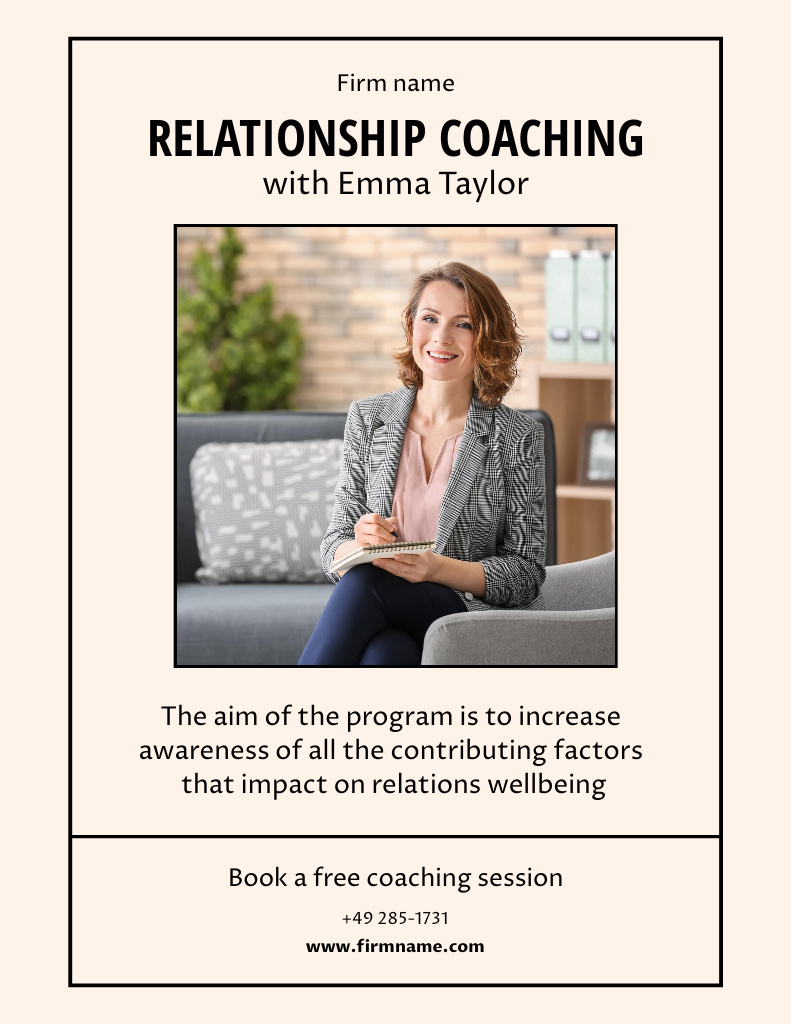 Professional Coaching of Relationships Poster 8.5x11in Šablona návrhu