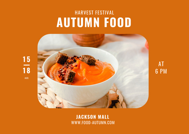 Autumn Harvest Festival with Peaches Poster B2 Horizontalデザインテンプレート