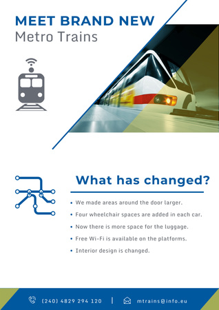 Designvorlage New metro trains announcement für Poster