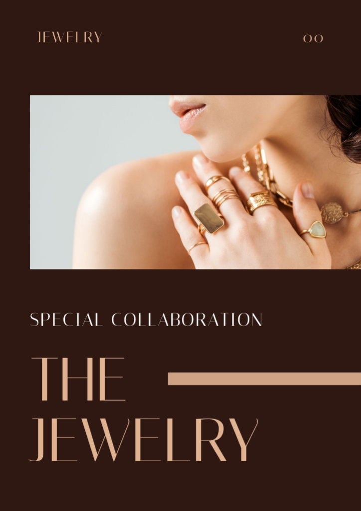 Designvorlage New Collection of Jewelry Brown für Newsletter