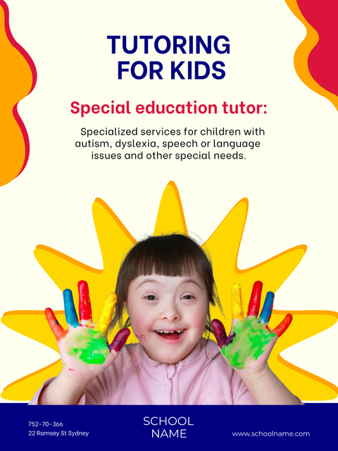 Designvorlage Tutor Services Offer for Diverse Kids für Poster 36x48in