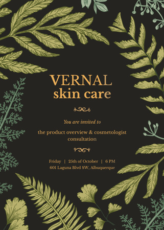 Skincare ad on Green fern leaves Invitation Design Template