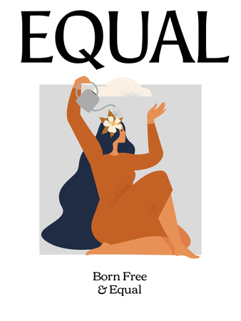 Plantilla de diseño de Frase sobre Igualdad con Ilustración de Mujer Poster US 
