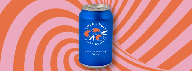 Fruit Drink in Blue Can Facebook Video cover Design Template