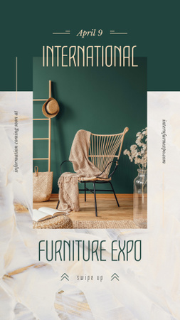 Cozy interior in green colors Instagram Story Design Template