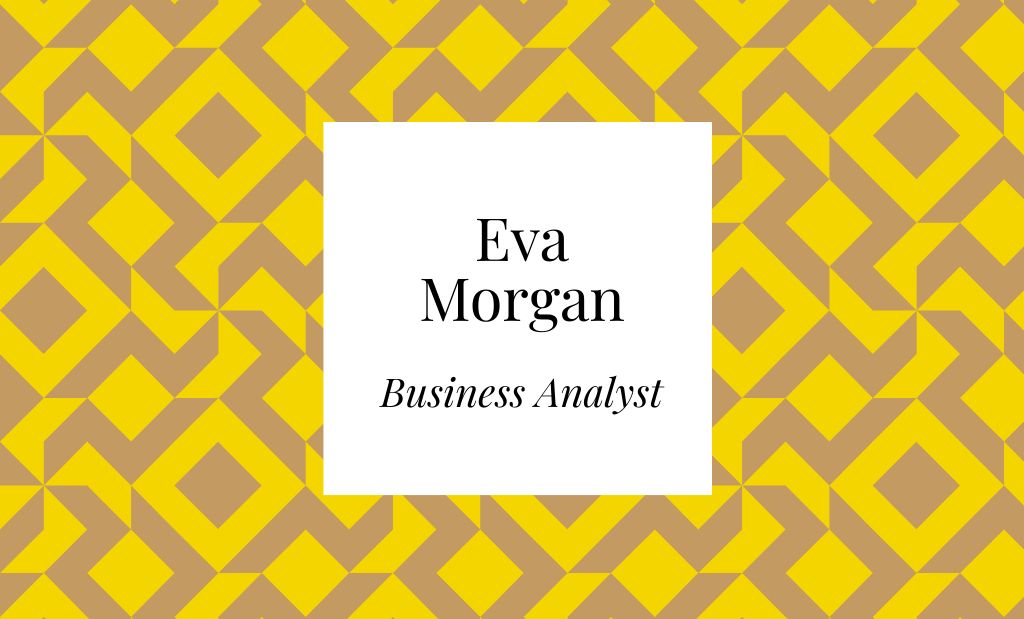 Business Analyst Services with Geometric Pattern in Yellow Business Card 91x55mmデザインテンプレート