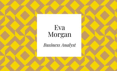 Designvorlage Business Analyst Services with Geometric Pattern in Yellow für Business Card 91x55mm