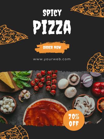 Plantilla de diseño de Oferta de descuento para pizza picante Poster US 