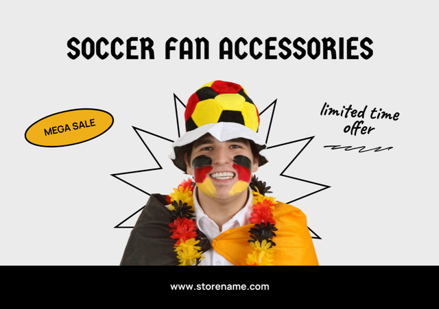 Exclusive Accessories for Soccer Fan Sale Offer Flyer A5 Horizontal Design Template