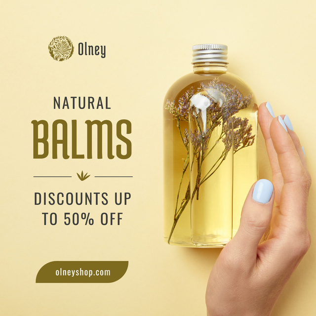 Beauty Products Sale Natural Oil in Bottle Instagram Design Template