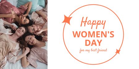 Mezinárodní den žen s mladými šťastnými ženami Twitter Šablona návrhu