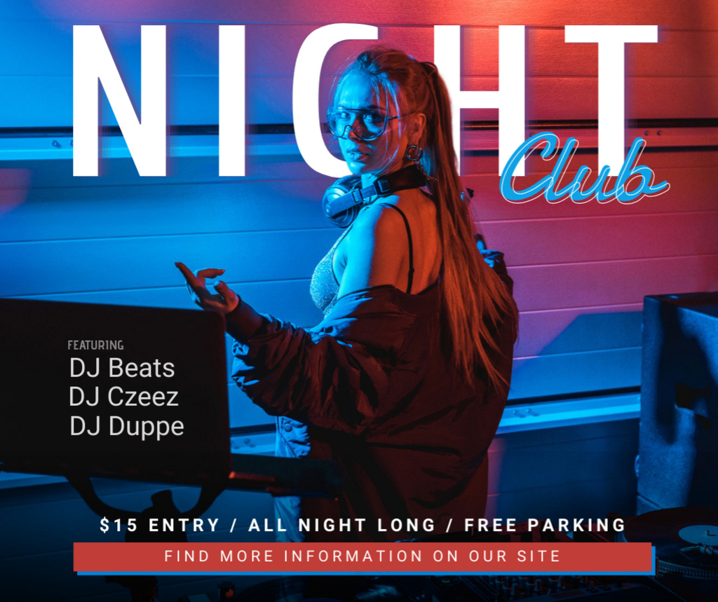 Marvelous Night Club Music Event With DJs Facebook Šablona návrhu