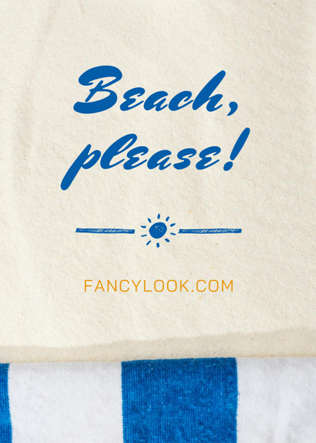 Ontwerpsjabloon van Postcard 5x7in Vertical van Summer Skincare Product With Towel on Beach