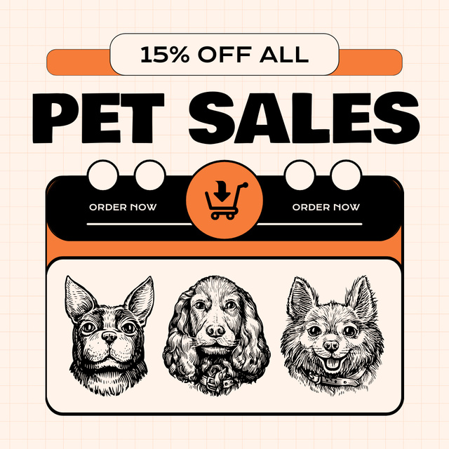 Purebred Pets Sale Instagram AD Šablona návrhu
