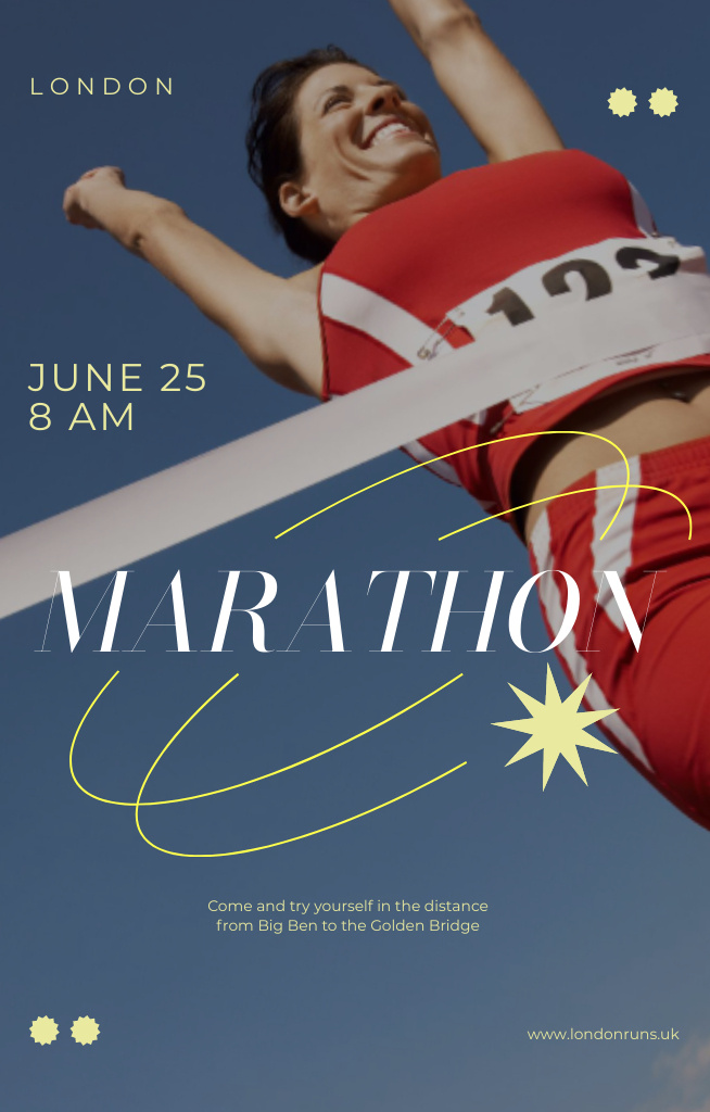 Adrenaline-pumping Running Marathon Announcement In Summer Invitation 4.6x7.2in Šablona návrhu