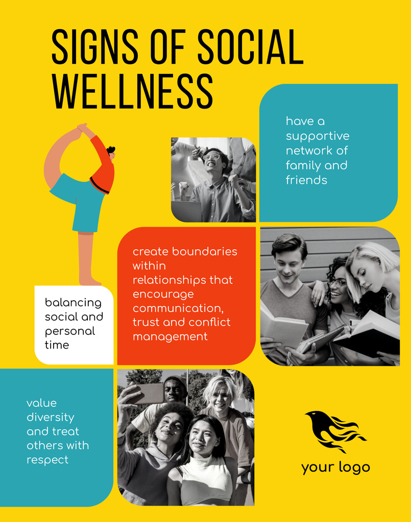 Signs of Social Wellness Poster 22x28in Design Template