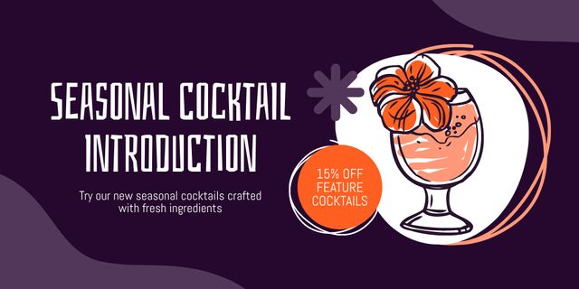 Discount on Seasonal Cocktails with Exotic Ingredients Twitter Design Template