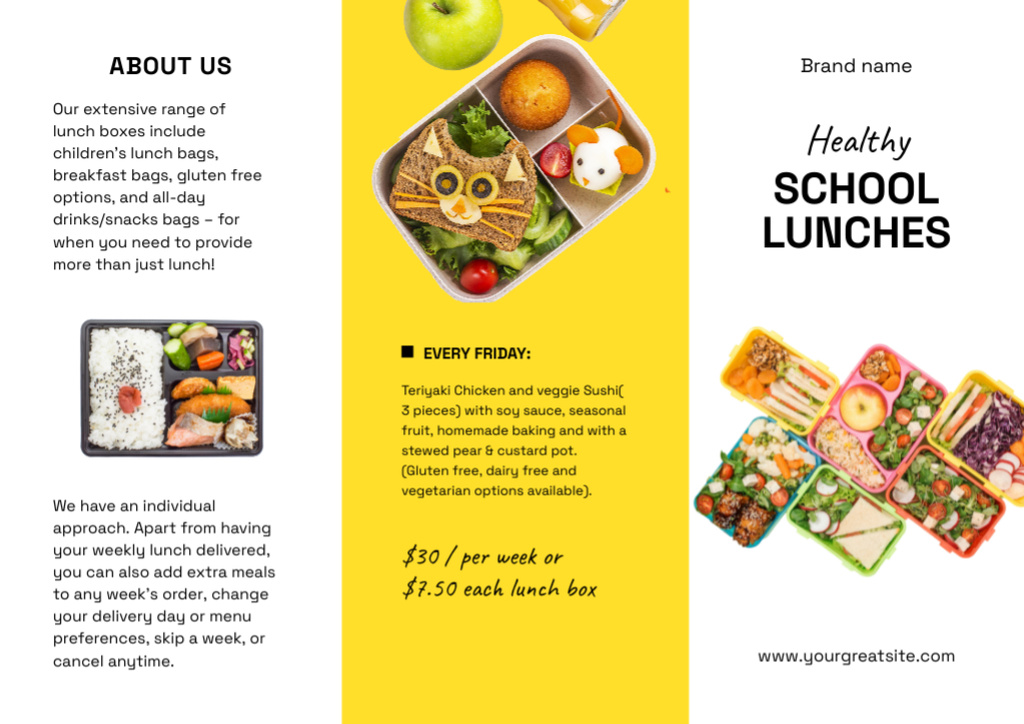 Nutritious School Lunches Ad With Description Brochure Din Large Z-fold Πρότυπο σχεδίασης