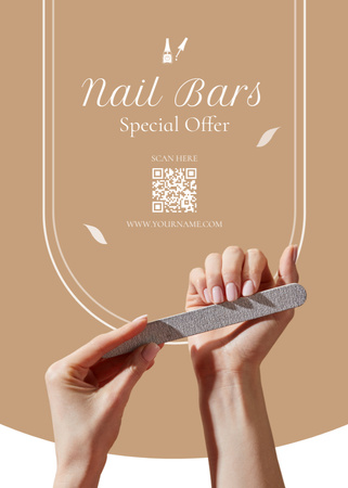 Beauty Salon Ad with Offer of Manicure Procedure Flayer Design Template