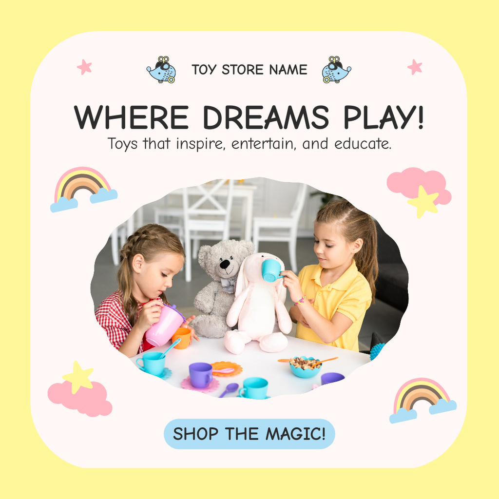 Plantilla de diseño de Sales of Entertaining Toys for Children Instagram AD 