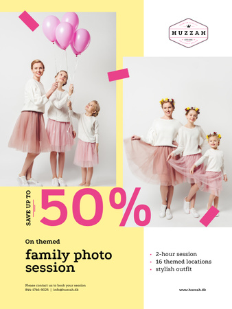 Family Photo Session Offer Mother with Daughters Poster US Tasarım Şablonu