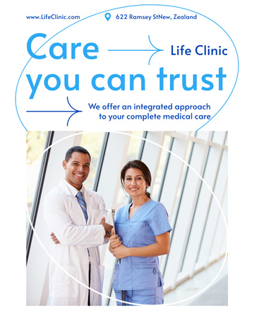 Friendly Doctors in Clinic Poster 16x20in Šablona návrhu