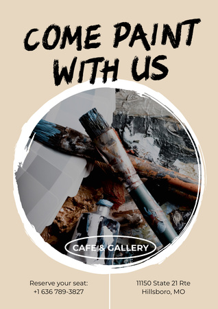 Cafe and Gallery Invitation Poster A3 Design Template