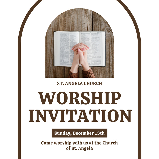 Worship Invitation with Prayer and Bible Instagram – шаблон для дизайна