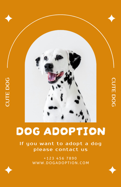 Adoption Ad with Cute Dalmatian Dog Flyer 5.5x8.5in Design Template