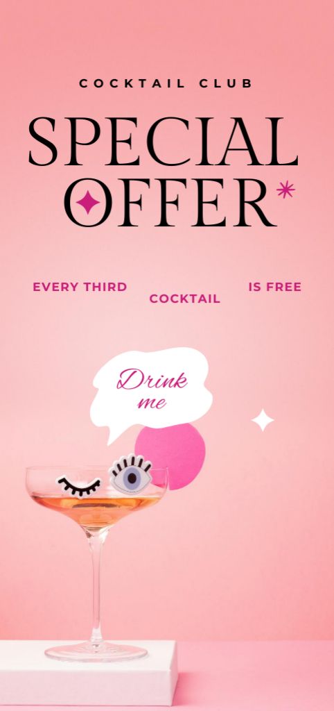 Cocktail Club Special Offer Ad Flyer DIN Large Design Template