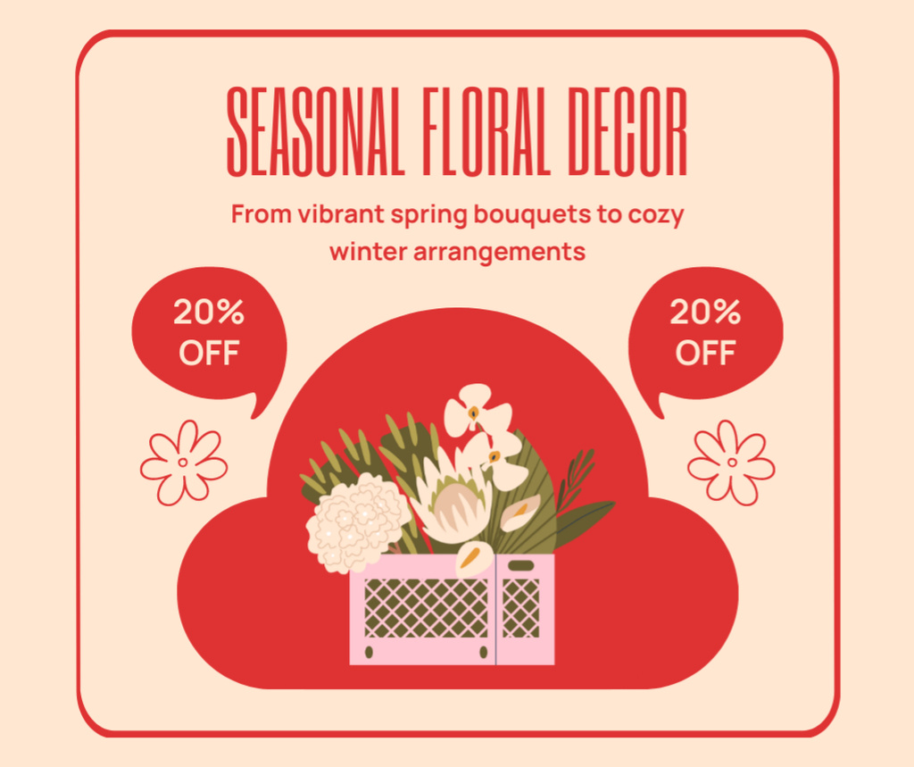 Discount on Seasonal Floral Decor for Every Taste Facebook Šablona návrhu