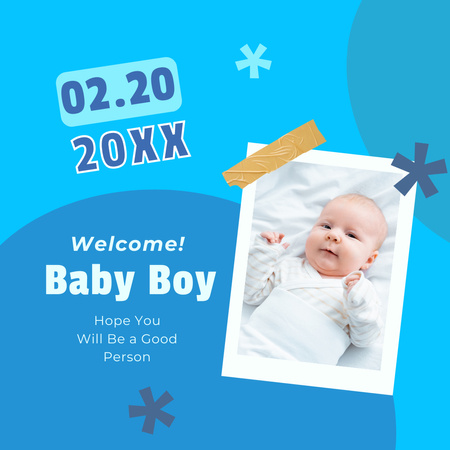 Ontwerpsjabloon van Instagram van Gefeliciteerd met de geboorte van een babyjongen