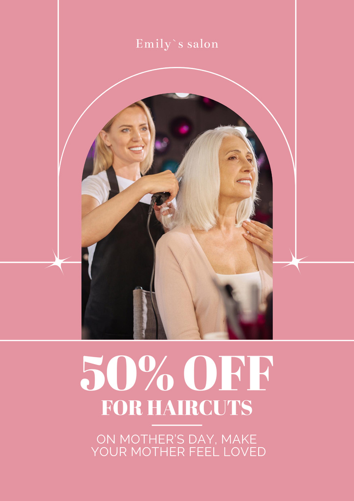 Discount on Haircuts for Mother's Day Posterデザインテンプレート