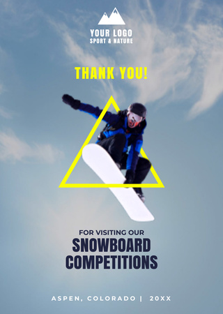 Designvorlage Winter Snowboard Competitions Offer für Postcard A6 Vertical