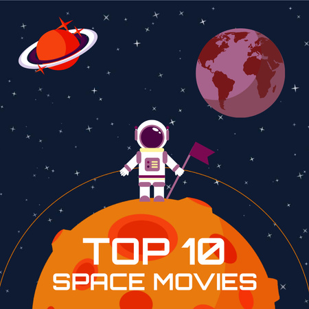 Plantilla de diseño de Space Movies Guide with Astronaut in Space Animated Post 