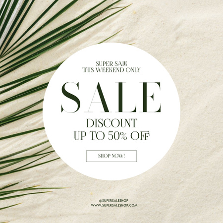 Fashion Sale Discount with Palm Branch Instagram AD Design Template