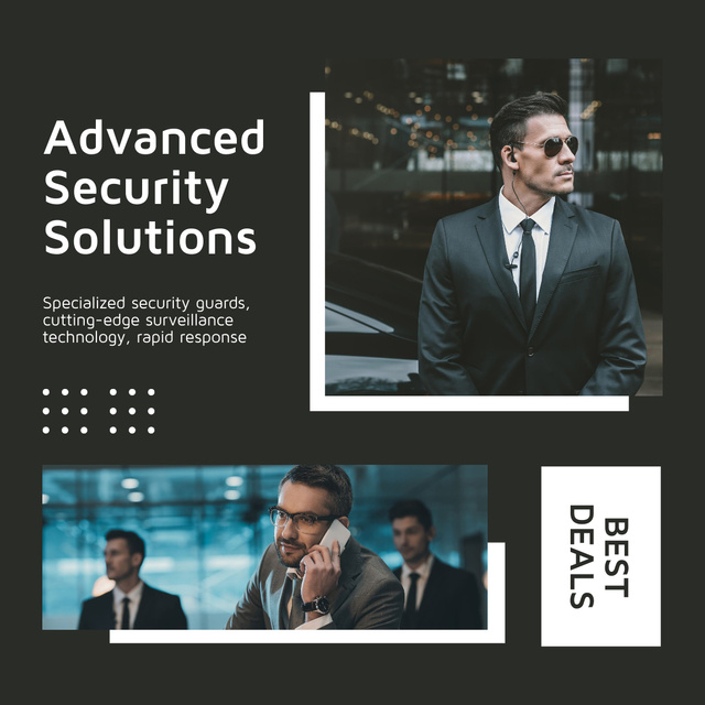 Modèle de visuel Advanced Security Solutions with Professional Bodyguards - LinkedIn post