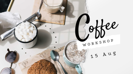 чашка кофе и печенье на завтрак FB event cover – шаблон для дизайна