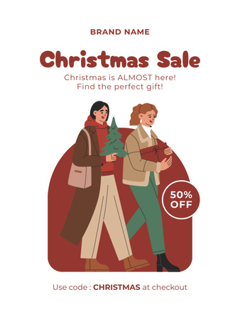 Platilla de diseño Christmas Promotion with Women Holding Gifts Poster US