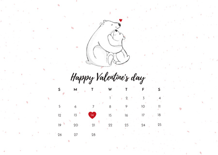 Designvorlage Happy Valentine's Day Greeting with Polar Bears Hugging für Card