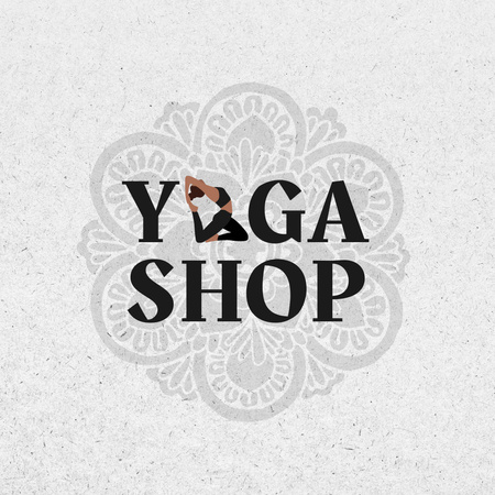 Yoga Shop with Woman practicing Exercise Logo Design Template