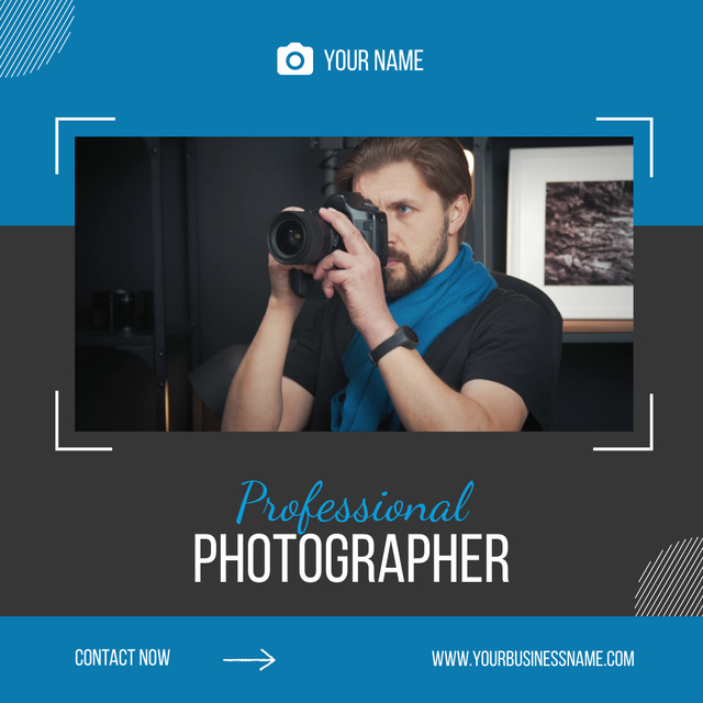 Modèle de visuel Highly Qualified Photographer Services Offer - Animated Post