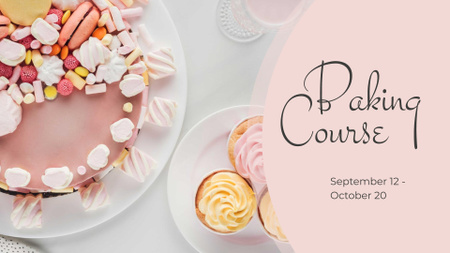 Bakery Promotion Sweet Pink Cake FB event cover Design Template