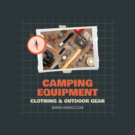 Durable Camping Equipment Sale Offer With Clothing Instagram AD Design Template