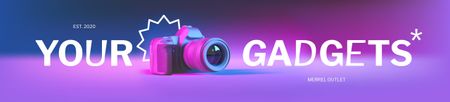 Designvorlage Gadgets Store Offer with Modern Camera für Ebay Store Billboard