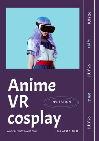 Designvorlage Mädchen in Anime Cosplay Ankündigung auf Lila für Poster 28x40in
