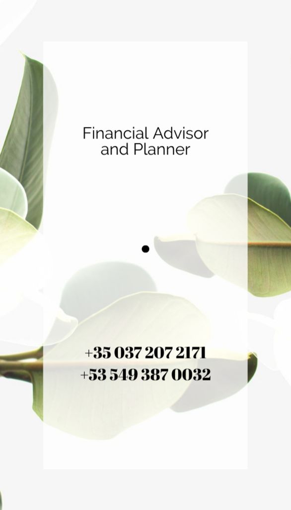 Financial Advisor Service Offer In White Business Card US Vertical Design Template
