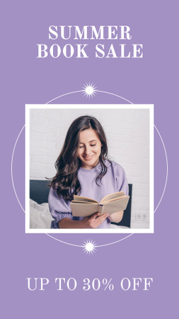 Summer Book Sale Announcement with Woman  Instagram Story Design Template