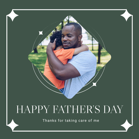Template di design Famiglia afroamericana per la festa del papà Green Instagram